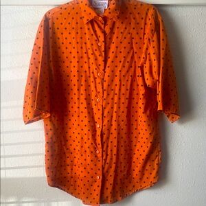 Vintage Tolerance burnt orange & black polka dot short sleeve button down
